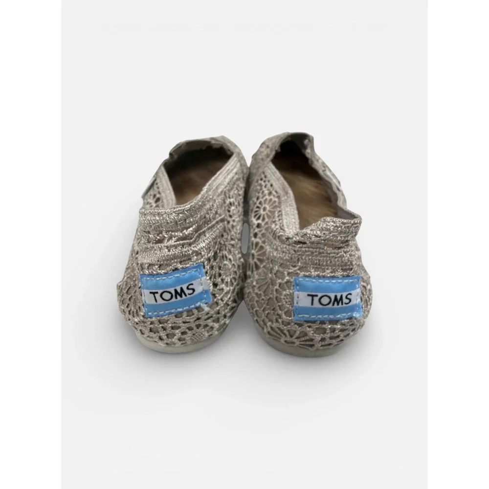 TOMS Gray Crochet Lace Classic Alpargata‎ Slip On Shoes Womens 7.5